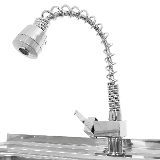 KuKoo Evier Professionnel /Plonge Inox sur Pied à Doubles Bacs  Egouttoir à Droite-Lire la description
