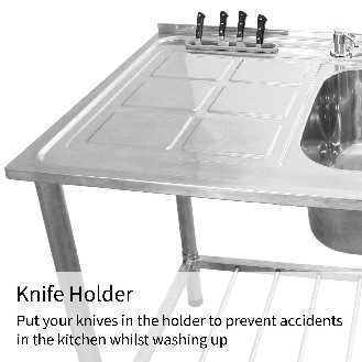 KuKoo Evier Professionnel /Plonge Inox sur Pied à Doubles Bacs  Egouttoir à gauche-Lire la description