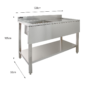 Fregadero de cocina comercial de acero inoxidable con escurridor a la derecha-Leer más