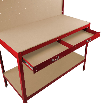 Etabli de Travail 120 cm à Tiroir & LED - Rouge-Lire la description