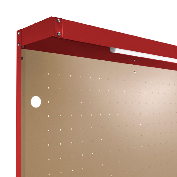Werkbank mit Lochwand, Schublade & Licht - Rot-Beschreibung lesen