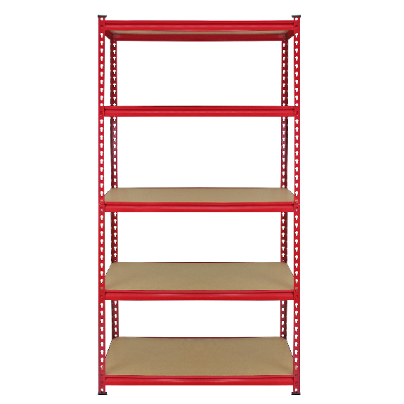 4 Scaffali Z-Rax In Acciaio Senza Bulloni Rossi 90cm-Leggi tutto