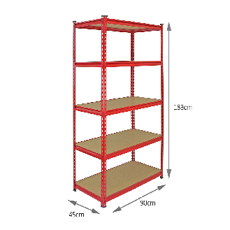 Monster Racking 4 Rayonnages Z-Rax en Acier Sans Boulons Rouges 90cm x 183cm x 45cm-Lire la description
