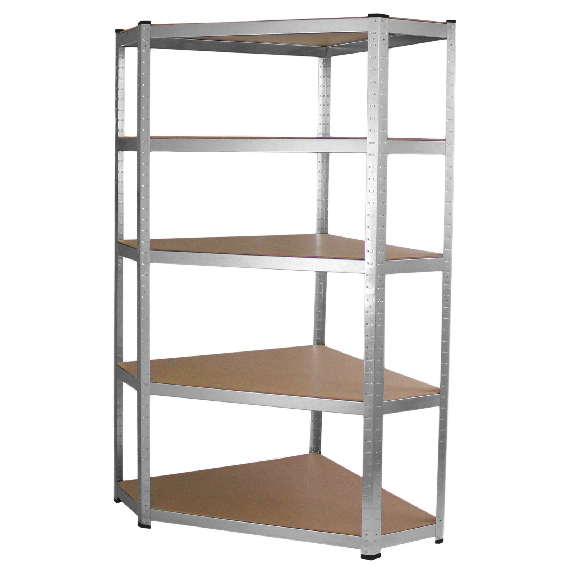 2 Scaffali Galwix 90cm in Acciaio Senza Bulloni & 1 Scaffale ad Angolo Galwix 90cm-Leggi tutto