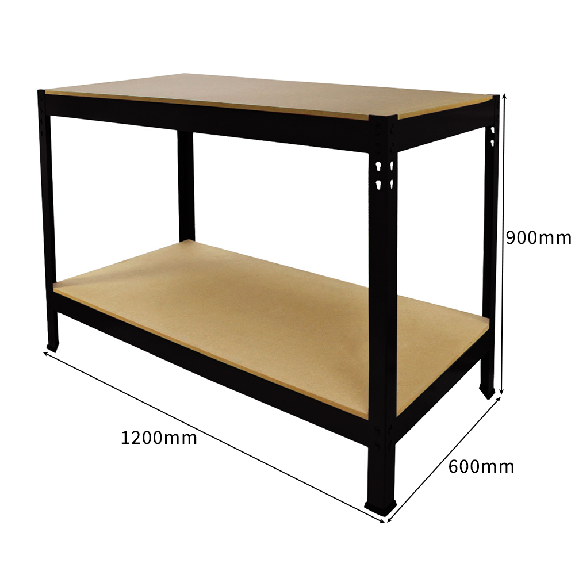 T-Rax 3 étagères 90 cm & établi en métal Noir-Lire la description