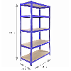 Scaffale da Garage ad Incastro T-Rax - Blu - 90cm x 45cm - 5 Pezzi con Connettori