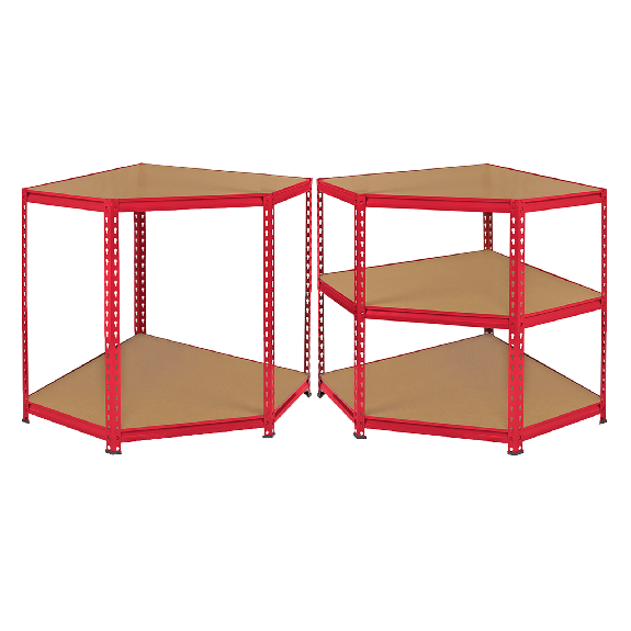 Scaffale ad Angolo Z-Rax In Acciaio Senza Bulloni Rosso 90cm-Leggi tutto