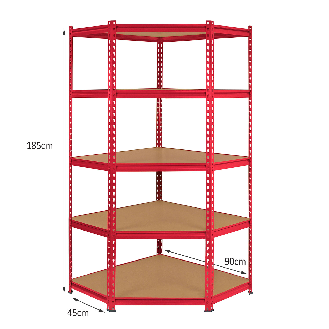 Monster Racking - Rayonnage d'Angle Z-Rax en Acier Sans Boulons Rouge 90cm x 45cm x 183cm-Lire la description