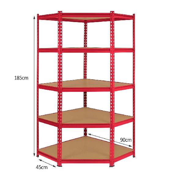 Scaffale ad Angolo Z-Rax In Acciaio Senza Bulloni Rosso 90cm-Leggi tutto