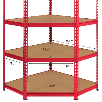 Monster Racking - Rayonnage d'Angle Z-Rax en Acier Sans Boulons Rouge 90cm x 45cm x 183cm-Lire la description