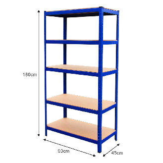 9 Rayonnages T-Rax en Acier Sans Boulons Bleus 90cm x 45cm x 180cm-Lire la description