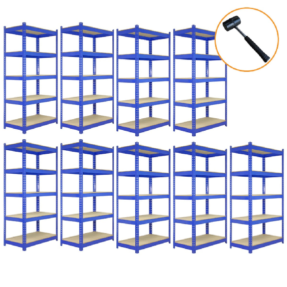Scaffale da Garage ad Incastro T-Rax - Blu - 90cm x 45cm - 9 Pezzi-Leggi tutto