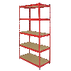 5 Scaffali Z-Rax In Acciaio Senza Bulloni Rossi 90cm