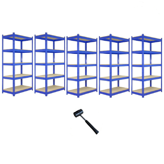 5 x Etagères 90 cm Bleu & Maillet - Q-Rax-Lire la description