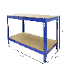 Scaffale da Garage ad Incastro T-Rax - Blu - 90cm x 45cm - 2 Pezzi e Banco da Lavoro Q-rax 120cm