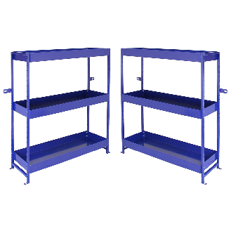 Scaffalature in acciaio blu con ripiani regolabili-Leggi tutto