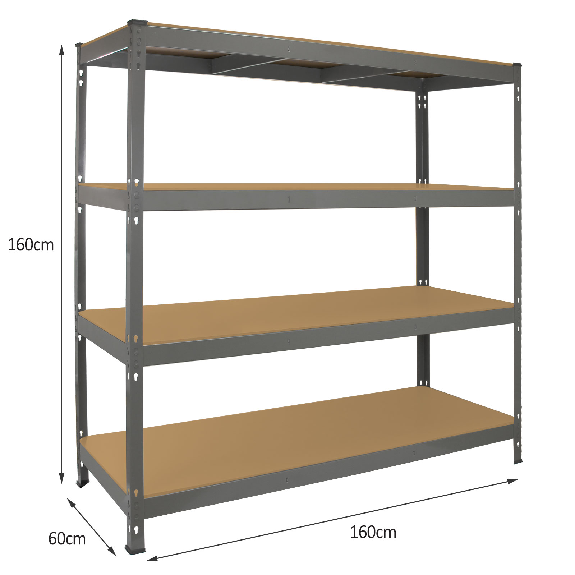 Monster Racking Q-Rax Rayonnage Robuste, 160cm L, 60cm P, Gris-Lire la description