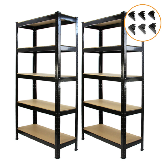 2 x T-RAX Lagerregal 75cm x 150cm x 30cm Schwarz mit Gratis Verbindungsstücke-Beschreibung lesen
