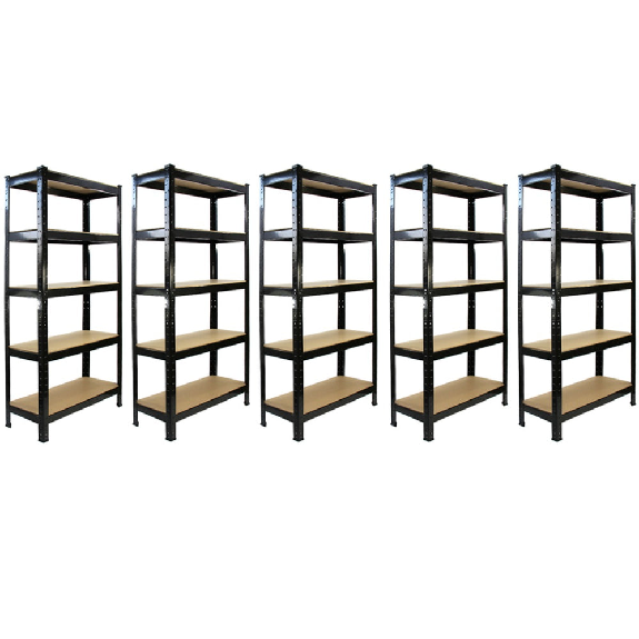 Scaffale da Garage ad Incastro T-Rax - Nero - 75cm x 30cm - 5 Pezzi-Leggi tutto
