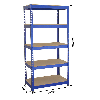 Scaffale da Garage ad Incastro Q-Rax - Blu - 3 Scaffali da 90cm e 2 Scaffali da 120cm - Martello Incluso
