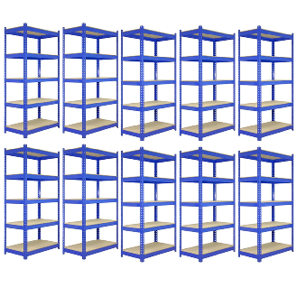 10 Rayonnages T-Rax Bleu en Métal 120 x 45 x 180 cm-Lire la description