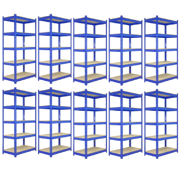 Scaffale da Garage ad Incastro T-Rax - Blu - 120cm x 45cm - 10 Pezzi-Leggi tutto