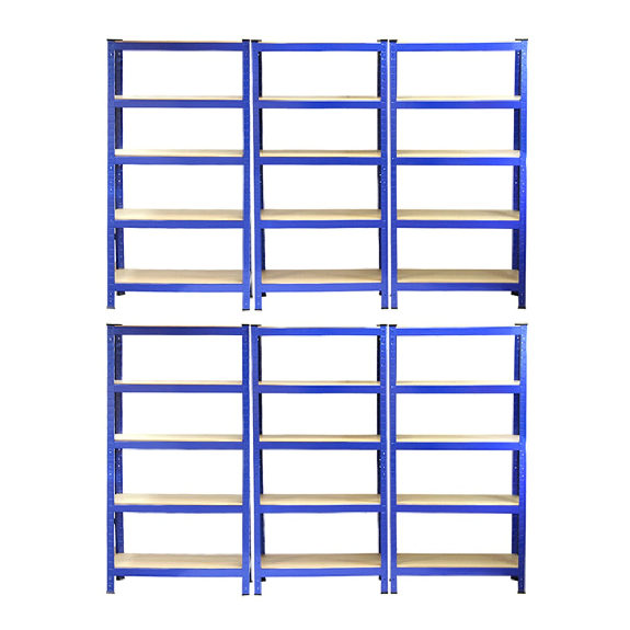 6 Scaffali T-Rax In Acciaio Senza Bulloni Blu 75cm-Leggi tutto