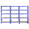 6 Scaffali T-Rax In Acciaio Senza Bulloni Blu 75cm