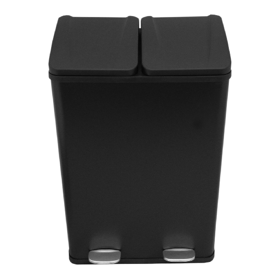 Cubo de Basura con Pedal  Doble 2x30L Reciclaje, Negro-Leer más