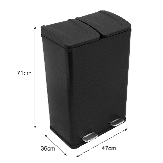 Poubelle de Recyclage 60L Double Noire-Lire la description