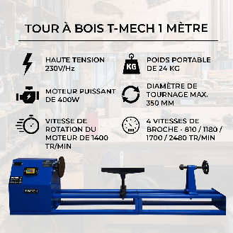 Tornio da legno elettrico 400W a quattro velocità-Leggi tutto