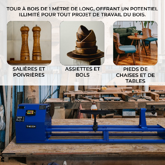 Torno de madera eléctrico 400W de cuatro velocidades-Leer más