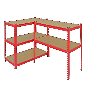 Rayonnage Z-Rax en Acier Sans Boulons Rouge 90cm x 45cm x 183cm-Lire la description