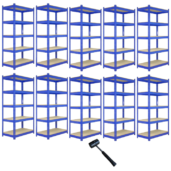 10 x Estanterías Metálicas Q-Rax, Azul, 120 x 50 x 180cm-Leer más