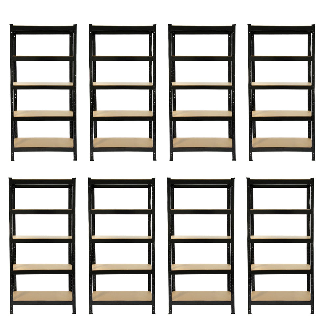 Monster Racking 8 Rayonnages T-Rax en Acier Sans Boulons Noirs 75cm x 30cm x 150cm-Lire la description