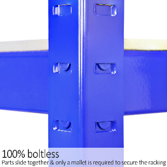 Rayonnage T-Rax en Acier Sans Boulons Bleu 90cm x 45cm x 180cm-Lire la description