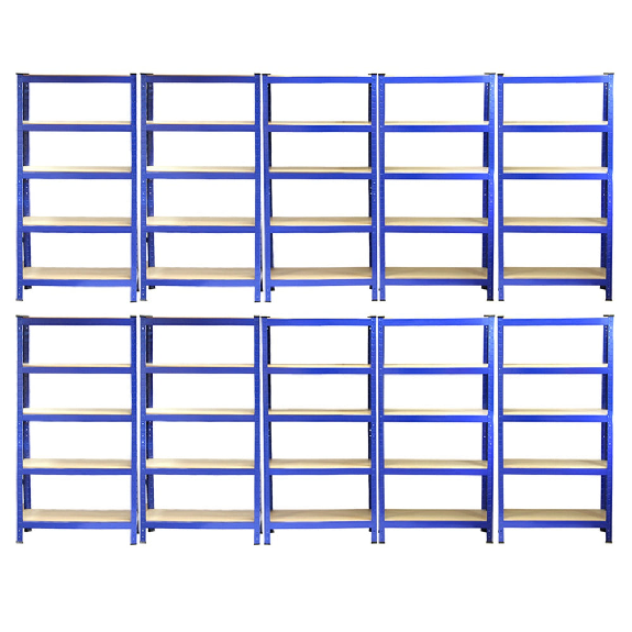 10 Scaffali T-Rax In Acciaio Senza Bulloni Blu 75cm-Leggi tutto