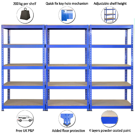 Q-Rax Lagerregal Blau - 90cm x 180cm x 50cm-Beschreibung lesen