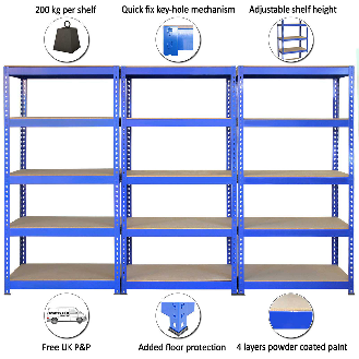 Scaffale da Garage ad Incastro Q-Rax - Blu - 90cm x 50cm-Leggi tutto