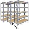 Scaffale da Garage ad Incastro Q-Rax - Grigio - 120cm x 50cm - 3 Pezzi con Martello