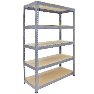 3 Rayonnages Q-Rax en Acier Sans Boulons Gris - 120cm x 182,5cm x 50cm & Maillet-Lire la description