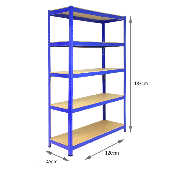 5 Scaffali T-Rax In Acciaio Senza Bulloni Blu 120cm-Leggi tutto