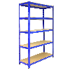 5 Scaffali T-Rax In Acciaio Senza Bulloni Blu 120cm