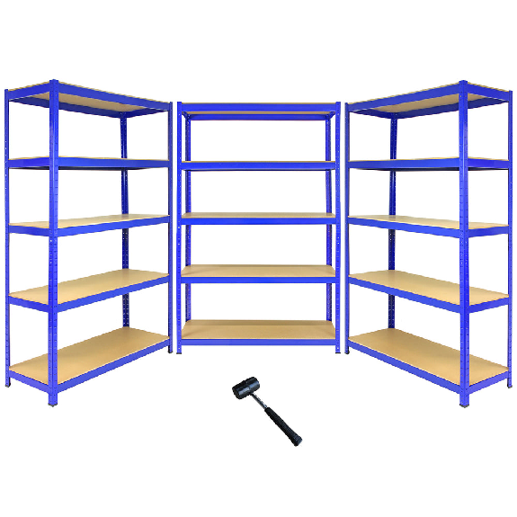 3 Scaffali T-Rax In Acciaio Senza Bulloni Blu 120cm-Leggi tutto