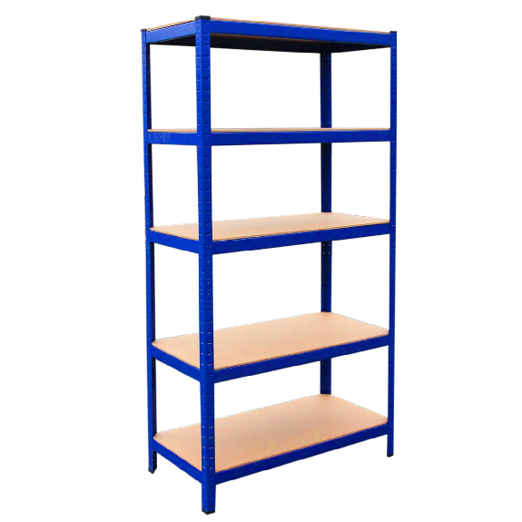 Scaffale da Garage ad Incastro T-Rax - Blu - 5 x 75cm - 2 x 90cm - 1 x Banco da Lavoro Q-Rax e Martello-Leggi tutto