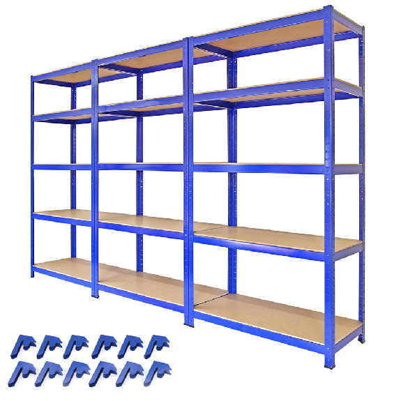 3 Estanterías T-Rax de Acero Sin Tornillos Azules 90cm de Ancho-Leer más
