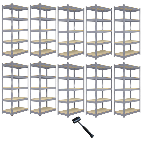 10 x Estanterías Metálicas Q-Rax, Gris, 120 x 50 x 180cm-Leer más