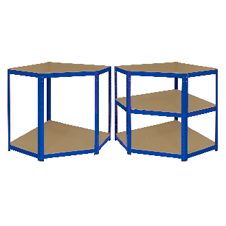 Monster Racking - Rayonnage d'Angle T-Rax en Acier Sans Boulons Bleu 90cm x 45cm x 180cm-Lire la description