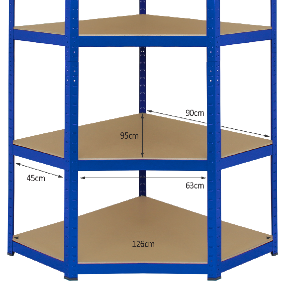 Estantería Esquinera de Acero Inoxidable T-Rax Azul 90cm de Ancho-Leer más