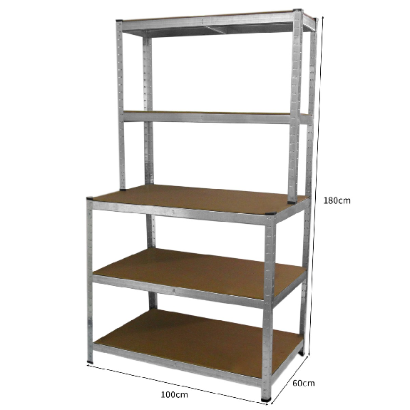 Conjunto de estantería y banco de trabajo de acero galvanizado Monster Racking - 2 estantes y 1 banco de trabajo, capacidad de carga de 900 kg-Leer más